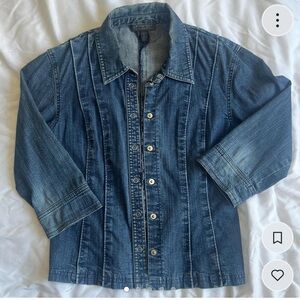 Denim button up fitted shirt in blue